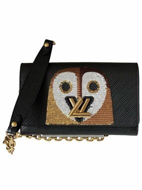 Louis Vuitton Epi Night Bird Twist Chain Wallet Black Sequin Owl WOC
